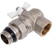 Шаровый кран VALTEC BASE угловой с полусгоном, 3/4 внутренняя-наружная, с дополнительным уплотнением, белая рукоятка VT.228.NRW.05