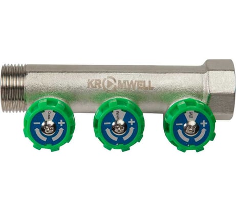 Коллектор KROMWELL с регулируемыми вентилями и переходами на резьбу, 3 выхода EU.ST3078135 3x34x12_k