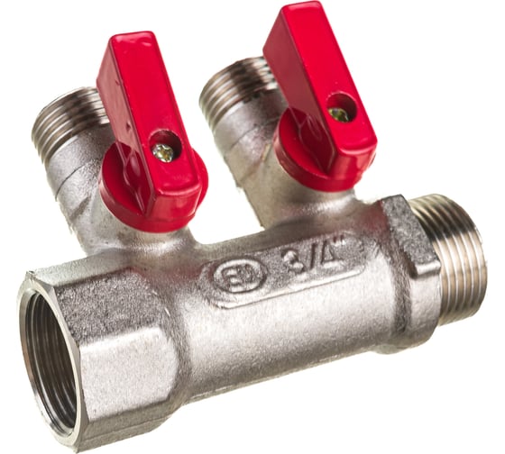 Коллектор с отсекающими шаровыми кранами EUROS 2 выхода 3/4" x 1/2" EU.ST3042125 2x34x12
