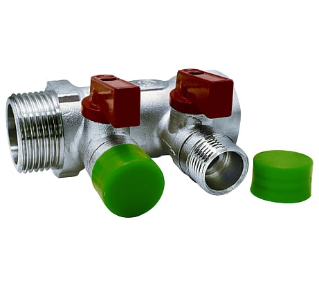 Коллектор с отсекающими шаровыми кранами KROMWELL KOMWELL 2 выхода 1" x 1/2" EU.ST3042275 2x1x12_k