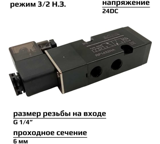 Пневматический распределитель 3/2 Н.З. стандарт ArTorq Архимед NAMUR, соленоидный золотникового типа, G 1/4”, RP1432NA.24DC