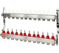 Коллекторная группа с расходометром и кронштейном RTP (евроконус 3/4") нержавеющая сталь sus 304 1"х12 выходов, 39431