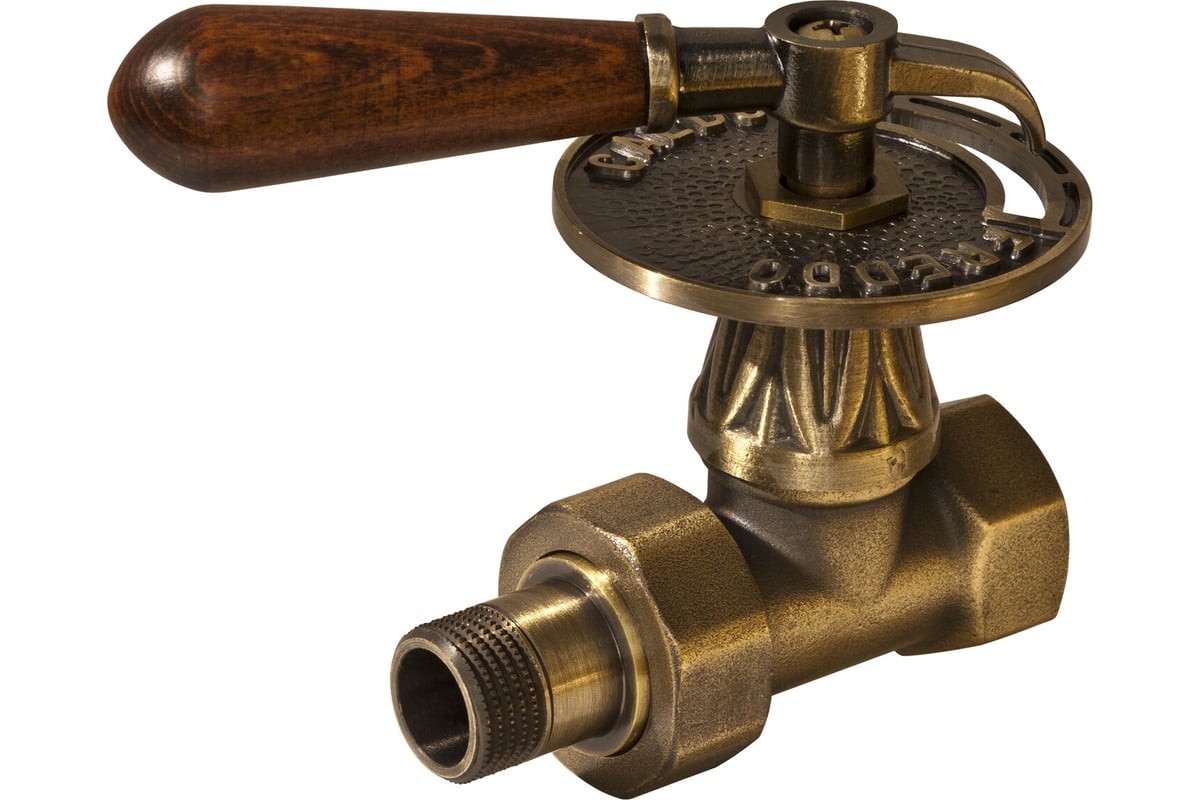 Вентиль РАДИМАКС RETROstyle латунный 3/4 с дер. ручкой прямой v 675L 3/ ...