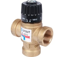Термостатический смесительный клапан STOUT 3/4 ВР, 20-43°С, KV 1.6 SVM-0110-164320
