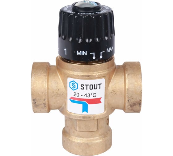 Термостатический смесительный клапан STOUT 3/4 ВР, 20-43°С, KV 1.6 SVM-0110-164320 RG008TIGE7DAPN