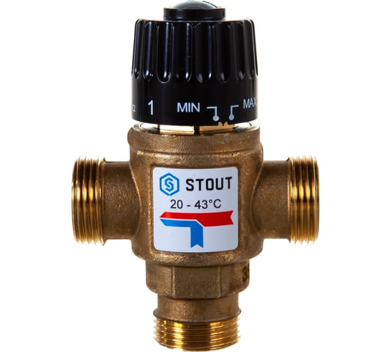 Термостатический смесительный клапан STOUT 3/4 НР, 20-43°С, KV 1.6 SVM-0120-164320 RG008TIGE3D461