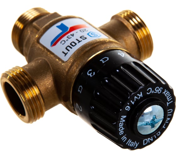 Термостатический смесительный клапан STOUT 3/4 НР, 20-43°С, KV 1.6 SVM-0120-164320 RG008TIGE3D461