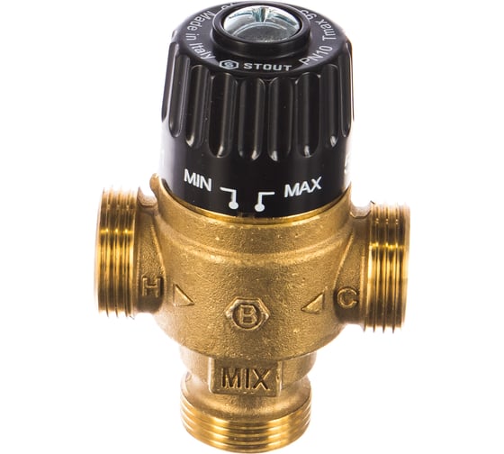 Термостатический смесительный клапан STOUT 3/4 НР, 30-65°С, KV 1.8 SVM-0125-186520 RG008TIGGRRJBK