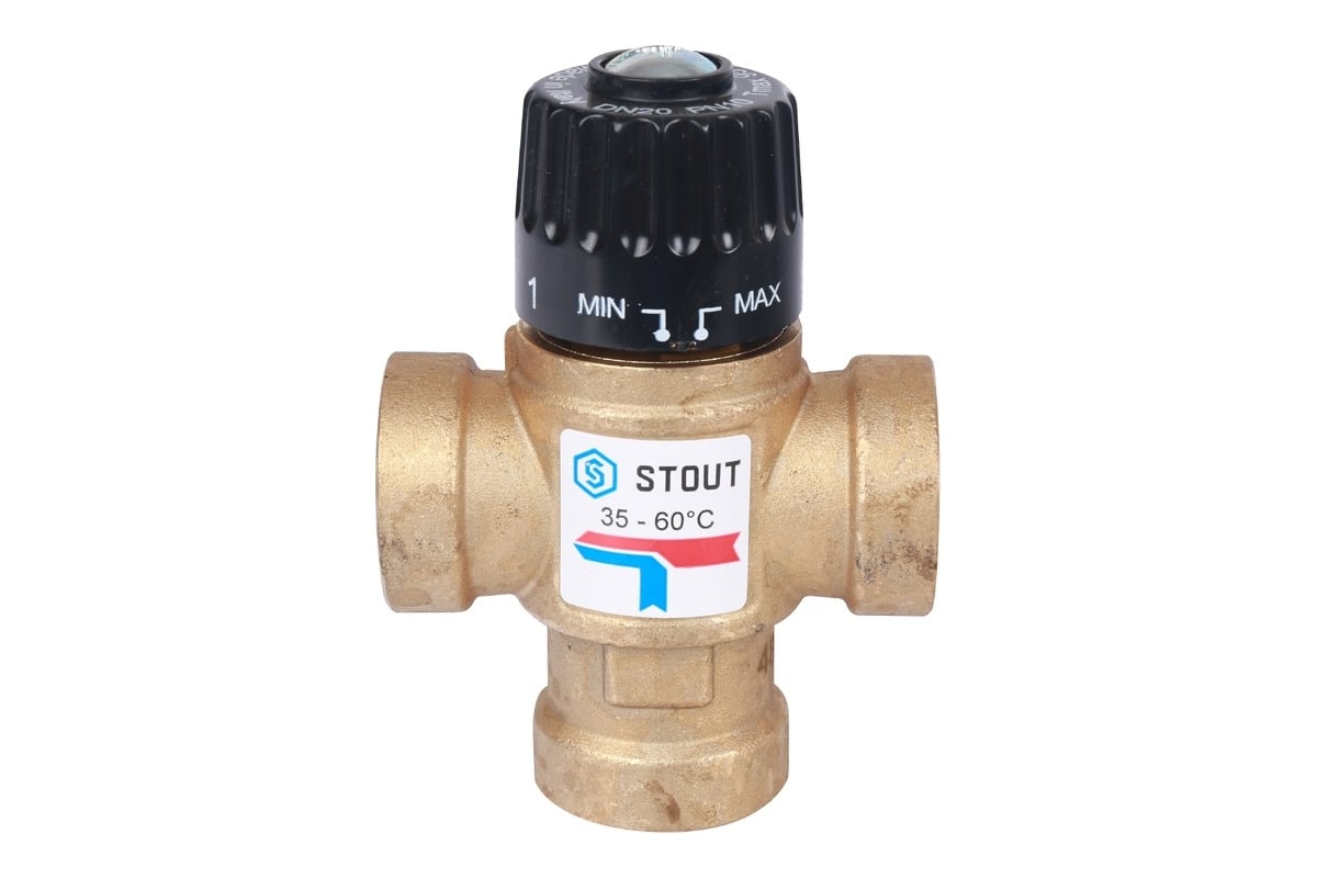Термостатический смесительный клапан STOUT 3/4 ВР, 35-60°С, KV 1.6 SVM ...