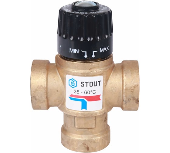 Термостатический смесительный клапан STOUT 3/4 ВР, 35-60°С, KV 1.6 SVM-0110-166020 RG008TIGEFMFRN