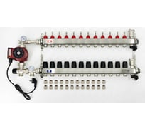 Комплект для водяного теплого пола с насосом TIM: коллектор 12 выходов с расходомерами + смесительный узел JH-1035 + циркуляционный насос 25-60 130 + коллекторный фитинг - (до 140 кв.м.) KCS5012 + JH-1035 + AM-XPS25-6-130 31206675