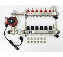 Комплект для водяного теплого пола с насосом TIM: коллектор 6 выходов с расходомерами + смесительный узел JH-1035 + циркуляционный насос 25-60 130 + коллекторный фитинг - (до 80 кв.м.) KCS5006 + JH-1035 + AM-XPS25-6-130 31206699
