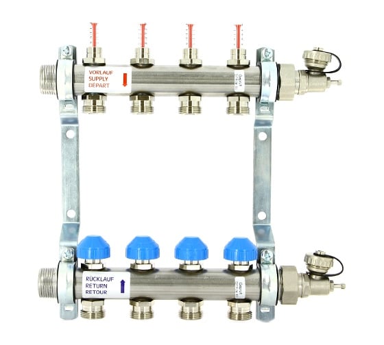 Коллекторная группа Uni-Fitt Н 1"х3/4", 2 выхода, нержавеющая сталь 455W4302