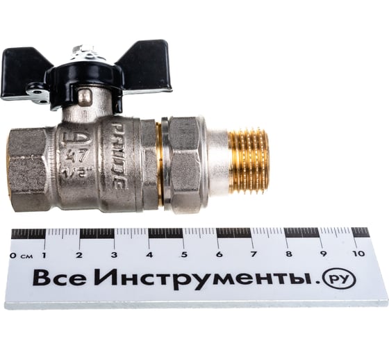 Кран шаровой латунный LD 47.15.В-ГШ.Б, вн.резьба, "американка", ручка-бабочка, 1/2" 47.306.15