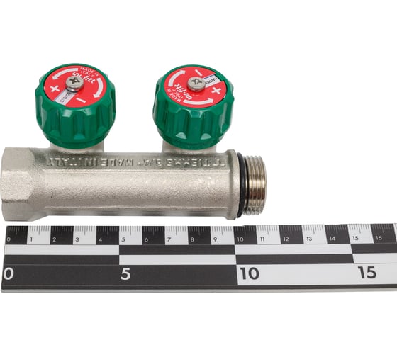Коллектор Uni-Fitt НВ 3/4", 2х1/2", Н 50 мм с выходами под 90 град, под плоскую прокладку 411N3220