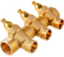 Коллектор Uni-Fitt НВ 3/4", 3х1/2", Н 40 мм, с вентилями 400G3230