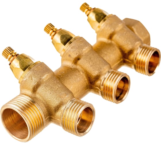 Коллектор Uni-Fitt НВ 3/4", 3х1/2", Н 40 мм, с вентилями 400G3230