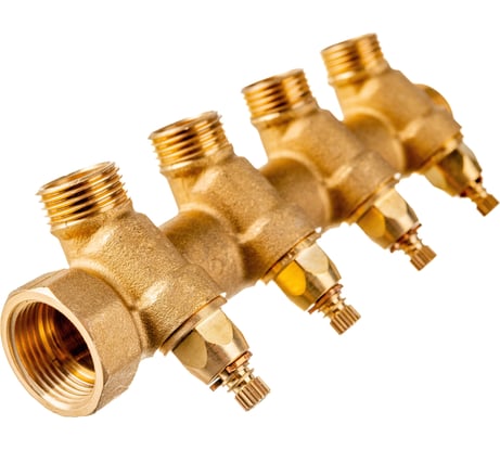 Коллектор Uni-Fitt НВ 3/4", 4х1/2", Н 40 мм, с вентилями 400G3240