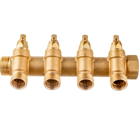 Коллектор Uni-Fitt НВ 3/4", 4х1/2", Н 40 мм, с вентилями 400G3240