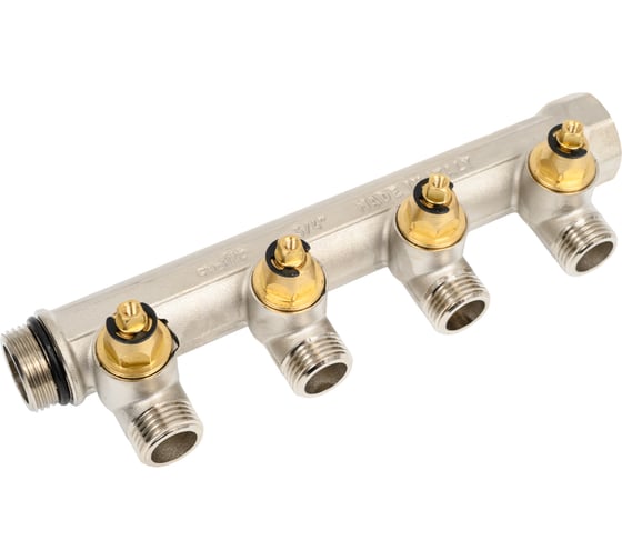 Uni-Fitt Коллектор НВ 3/4", 4х1/2", Н 50 мм с выходами под 90 град, под плоскую прокладку 411N3240 1