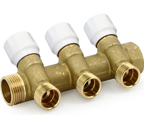 Коллектор Uni-Fitt НВ 3/4", 2х1/2", Н 40 мм, с вентилями 400G3220 1