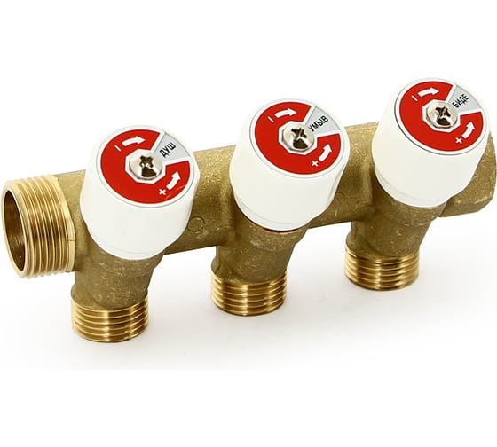Коллектор Uni-Fitt НВ 3/4", 2х1/2", Н 40 мм, с вентилями 400G3220