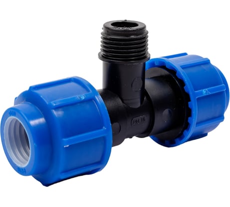 Тройник компрессионный для полиэтиленовых труб LAMMIN наружная резьба 20x1/2" 240/30 Lm34013201520