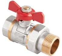 Шаровой латунный кран-американка MVI полнопроходной, с полусгоном, вн.-нар., бабочка, 1/2", 10 шт в уп BV.320.04