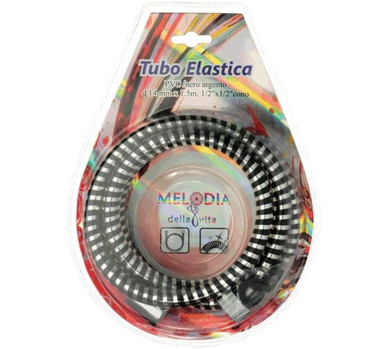 Шланг для душа MELODIA Tubo Elastica, 1/2x1/2, конус диаметр 14 мм, 150 см, черное серебро, блистер MS-09 34429
