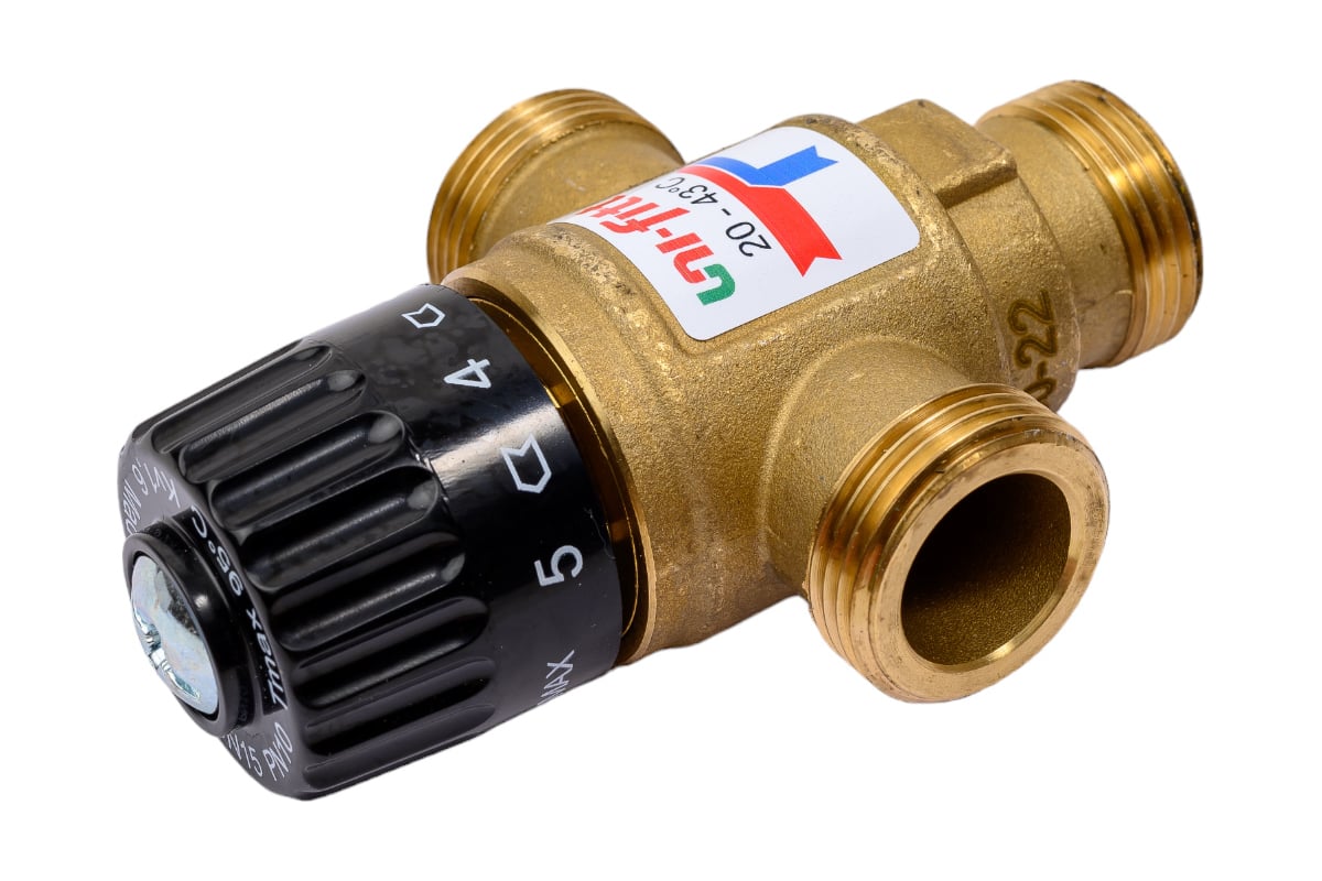 Термосмесительный клапан Uni-Fitt Н 3/4" 20-43 С, Kvs 1,6, боковое ...