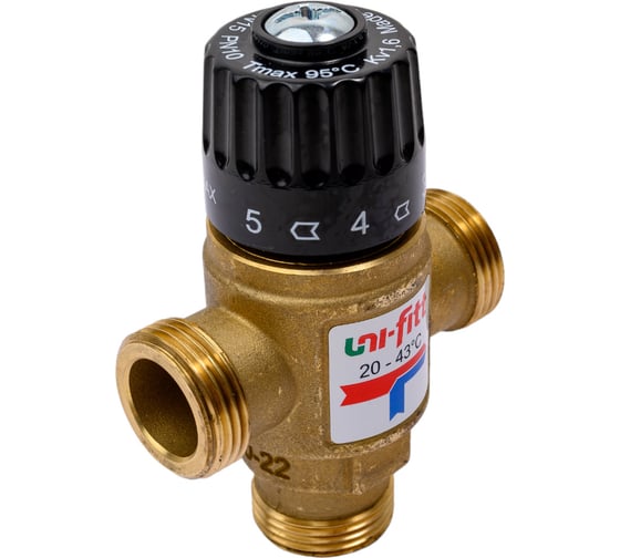 Термосмесительный клапан Uni-Fitt Н 3/4" 20-43 С, Kvs 1,6, боковое смешение 351G0130