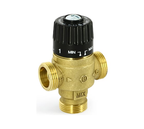 Термосмесительный клапан Uni-Fitt Н 3/4" 30-65 С, Kvs 2,3 смешение в центр 353G2430