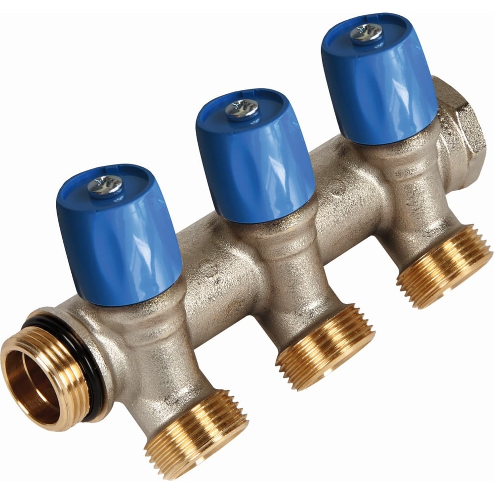 Коллектор Henco VBS с синими вентилями, 1"НР под евроконус, 1" - 3xEK ...