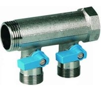 Коллектор Henco 1" с синими шаровыми кранами, 3/4"НР под евроконус, 1" - 2xEK14,16,18,20 VB060502-BLAUW