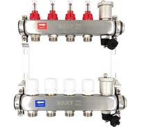 Коллекторная группа РОСТерм 1", нерж. сталь, 4 выхода на 3/4" нр с расходомерами YK7207-4L