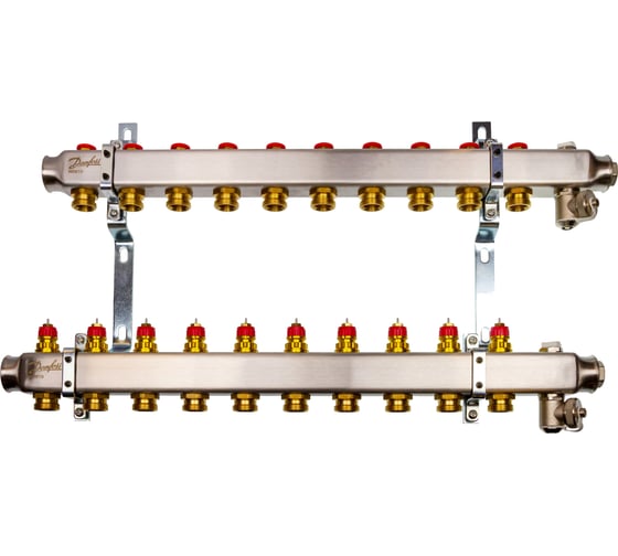 Комплект коллекторов Danfoss SSM-10 с кронштейнами для 10 контуров 088U0980