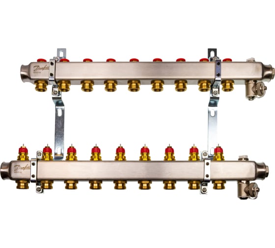 Комплект коллекторов Danfoss SSM-9 с кронштейнами для 9 контуров 088U0979 1