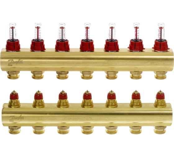 Коллекторы Danfoss FHF-7F с расходомерами для 7 контуров 088U0527