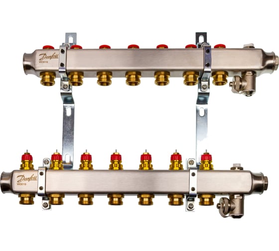Комплект коллекторов Danfoss SSM-7 с кронштейнами для 7 контуров 088U0977 1