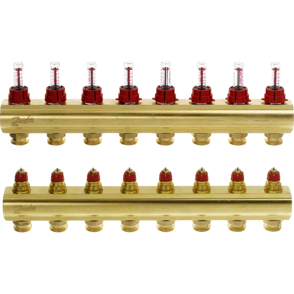 Коллекторы Danfoss FHF-8F с расходомерами для 8 контуров 088U0528 ...