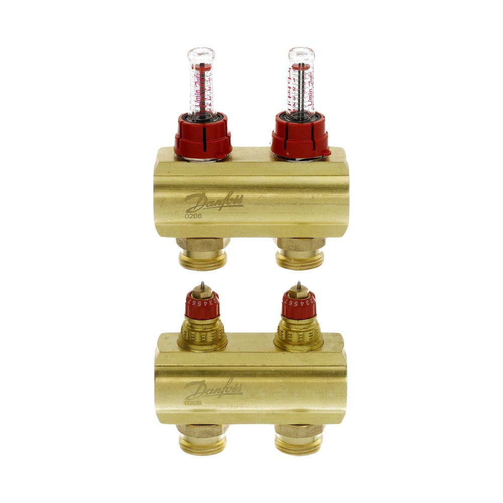 Коллекторы Danfoss FHF-2F с расходомерами для 2 контура 088U0522 ...