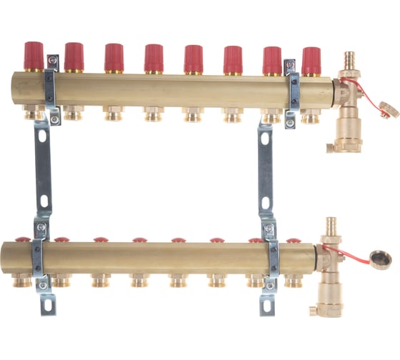 Комплект коллекторов Danfoss FHF-8 set с кронштейнами и воздухоотводчиками 8 контуров 088U0708