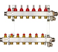 Комплект коллекторов Danfoss SSM-7F с расходомерами и кронштейнами 7 контуров 088U0957