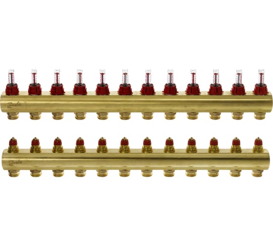Коллекторы Danfoss FHF-12F с расходомерами для 12 контуров 088U0532