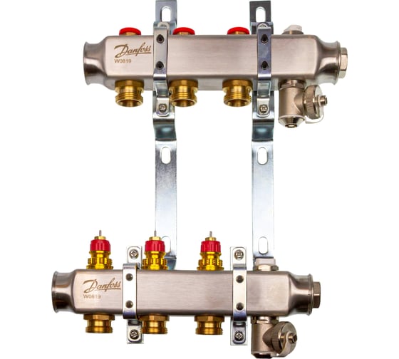Комплект коллекторов Danfoss SSM-3 с кронштейнами для 3 контура 088U0973