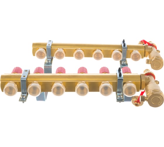 Комплект коллекторов Danfoss FHF-6 set с кронштейнами и воздухоотводчиками 6 контуров 088U0706