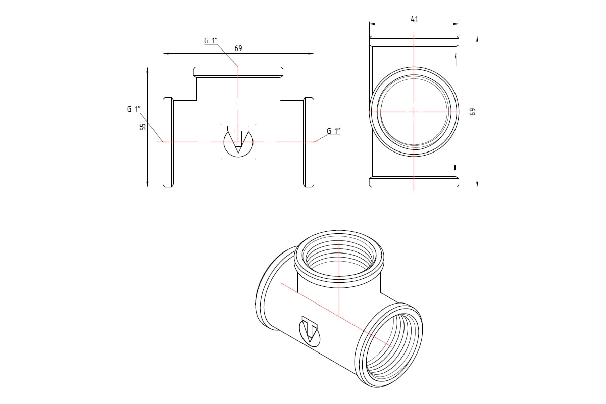 Тройник Valtec 1\" внутренний-внутренний-внутренний VTr.130.N.0006 ...