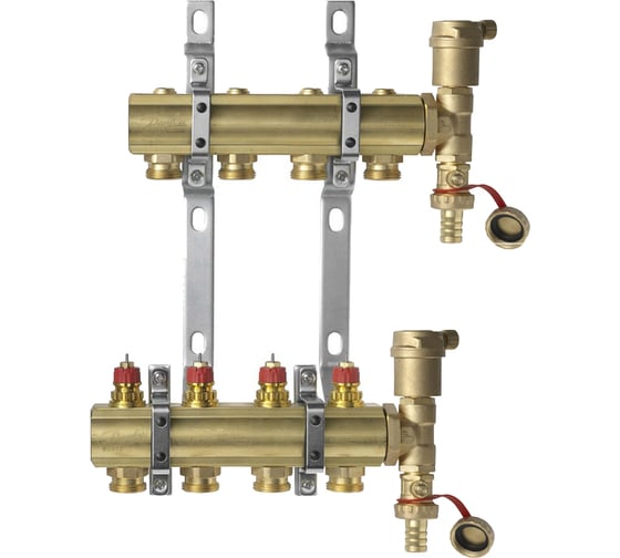 Комплект коллекторов Danfoss FHF-4 set с кронштейнами и воздухоотводчиками 4 контура 088U0704 1