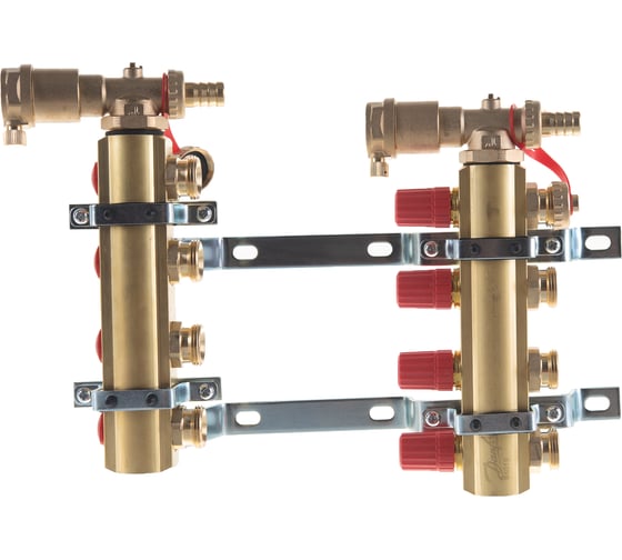 Комплект коллекторов Danfoss FHF-4 set с кронштейнами и воздухоотводчиками 4 контура 088U0704