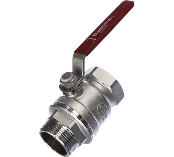 Шаровой кран Giacomini R254DL 1 1/2", внутренняя/наружная, ручка-рычаг красный, хромированный R254LX007